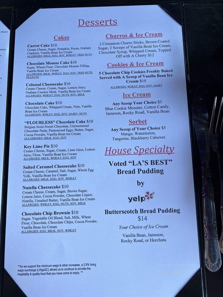 The Morrison - Los Angeles, CA menu_pic