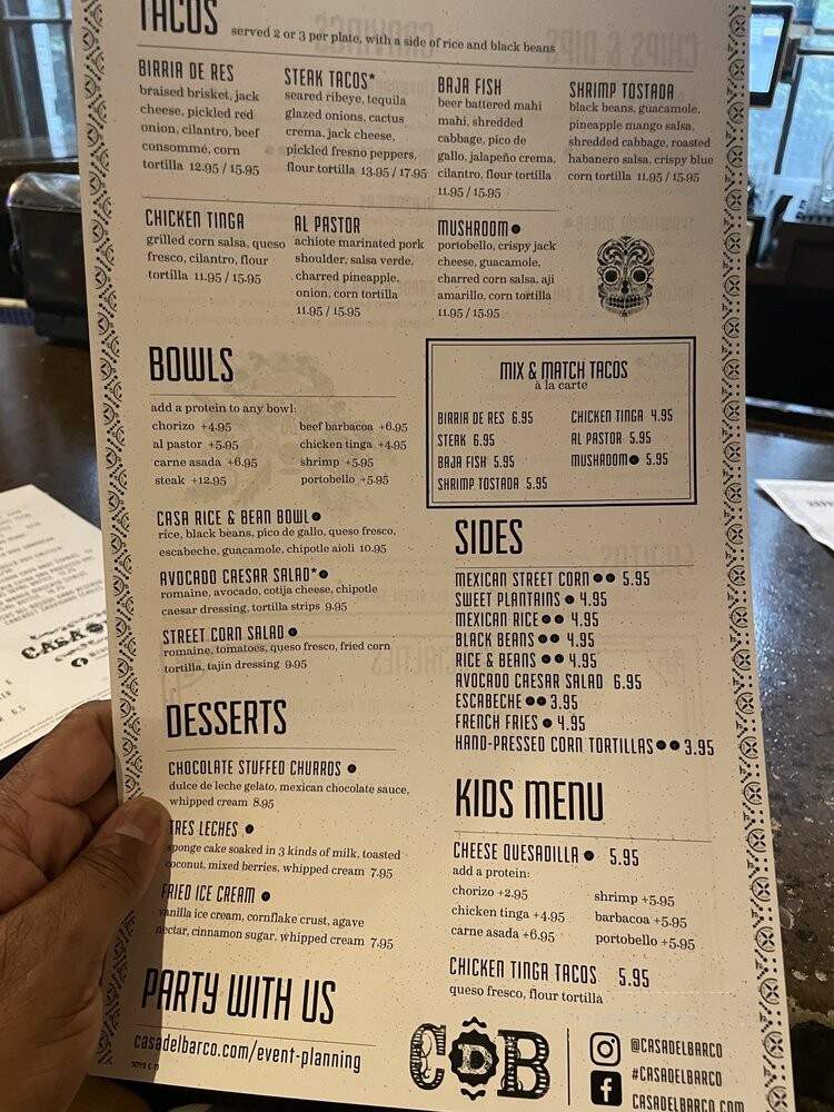 Casa Del Barco - Richmond, VA menu_pic