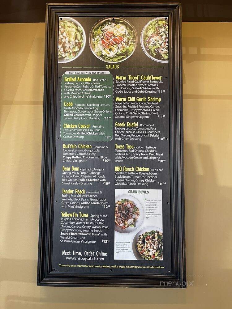 Snappy Salads - Richardson, TX menu_pic