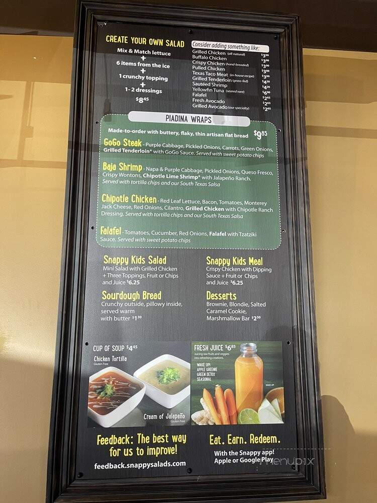Snappy Salads - Richardson, TX menu_pic