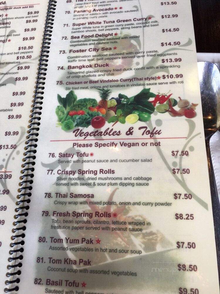 Sweet Basil Thai Cuisine - San Francisco, CA menu_pic