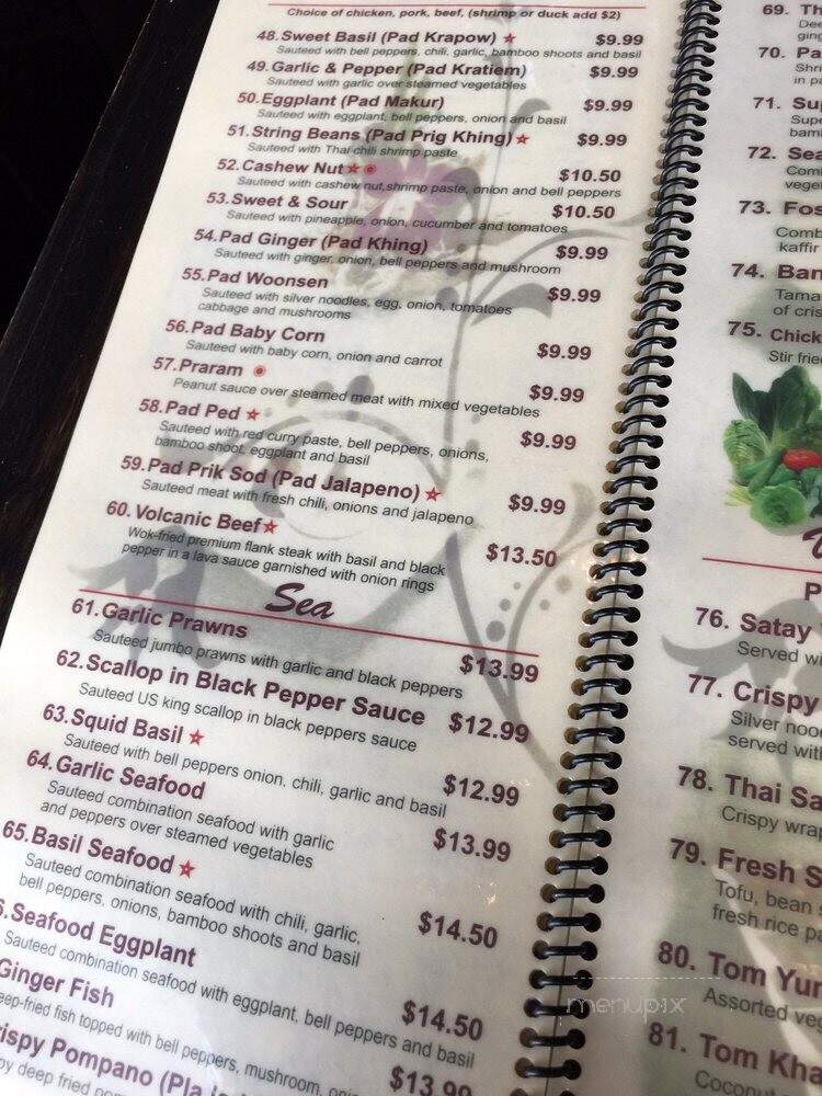 Sweet Basil Thai Cuisine - San Francisco, CA menu_pic