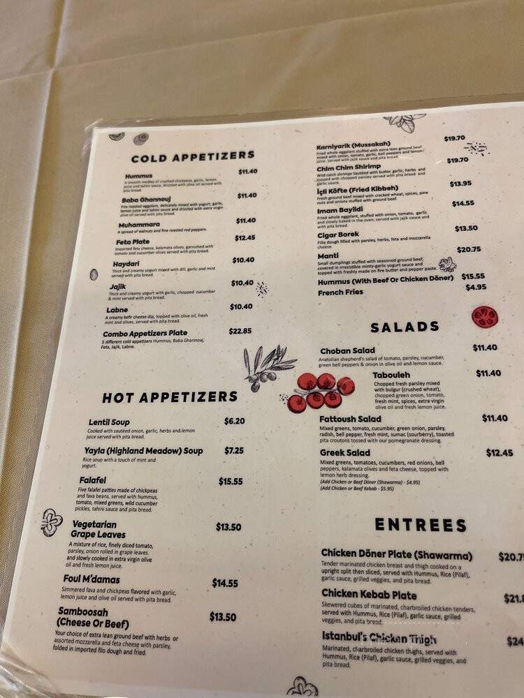 Cafe Istanbul - Beverly Hills, CA menu_pic