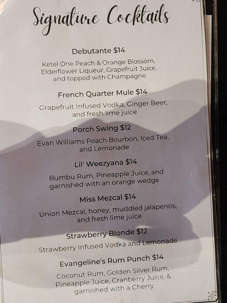 Evangeline - New Orleans, LA menu_pic
