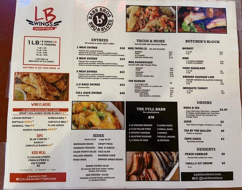 Babb Brother BBQ & Blues - Dallas, TX menu_pic
