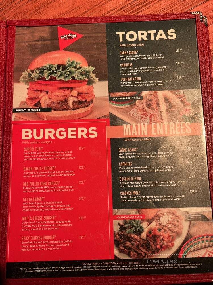 Senor Frog's - Las Vegas, NV menu_pic
