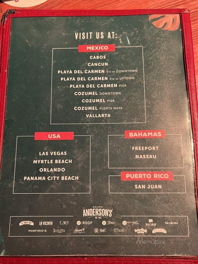Senor Frog's - Las Vegas, NV menu_pic