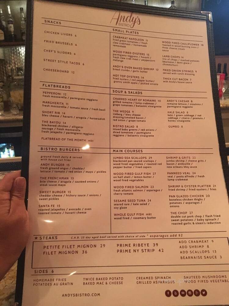 Andy's Bistro - Metairie, LA menu_pic