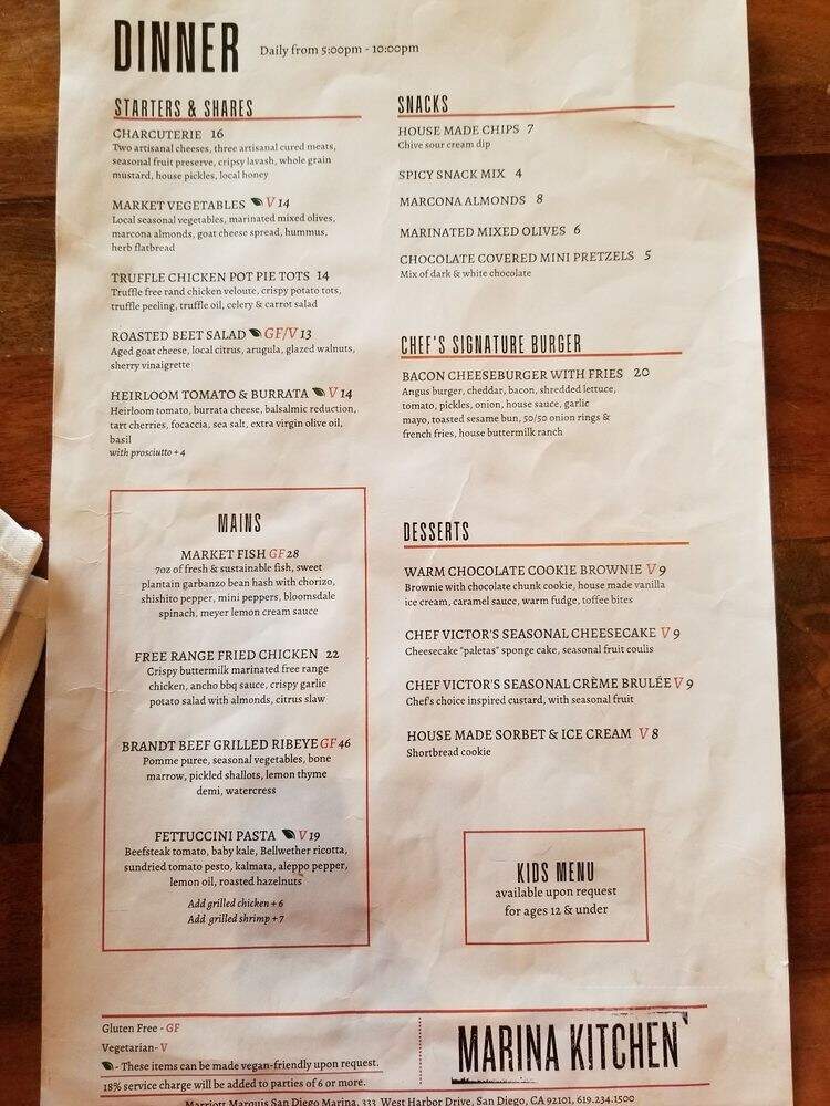 Marina Kitchen - San Diego, CA menu_pic