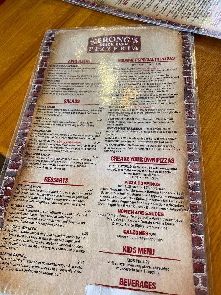 Strongs Brick Oven Pizza - Newport, KY menu_pic