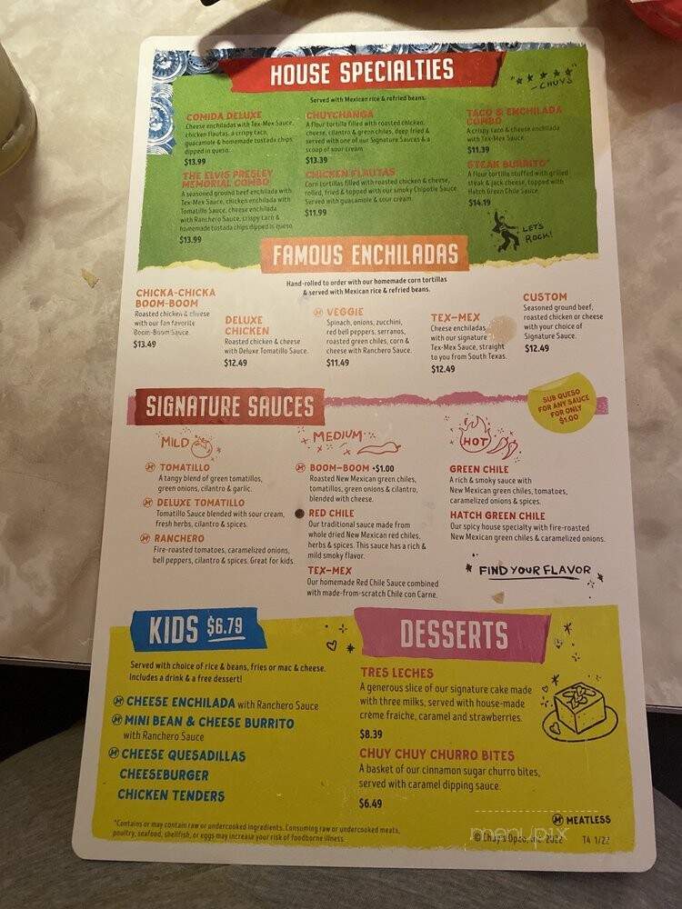Chuy's - Gainesville, FL menu_pic