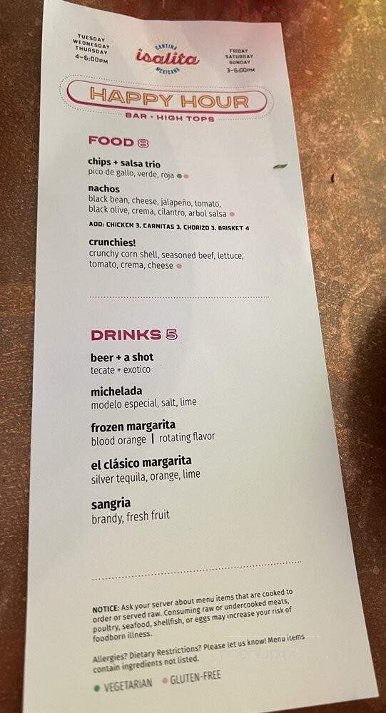Isalita - Ann Arbor, MI menu_pic