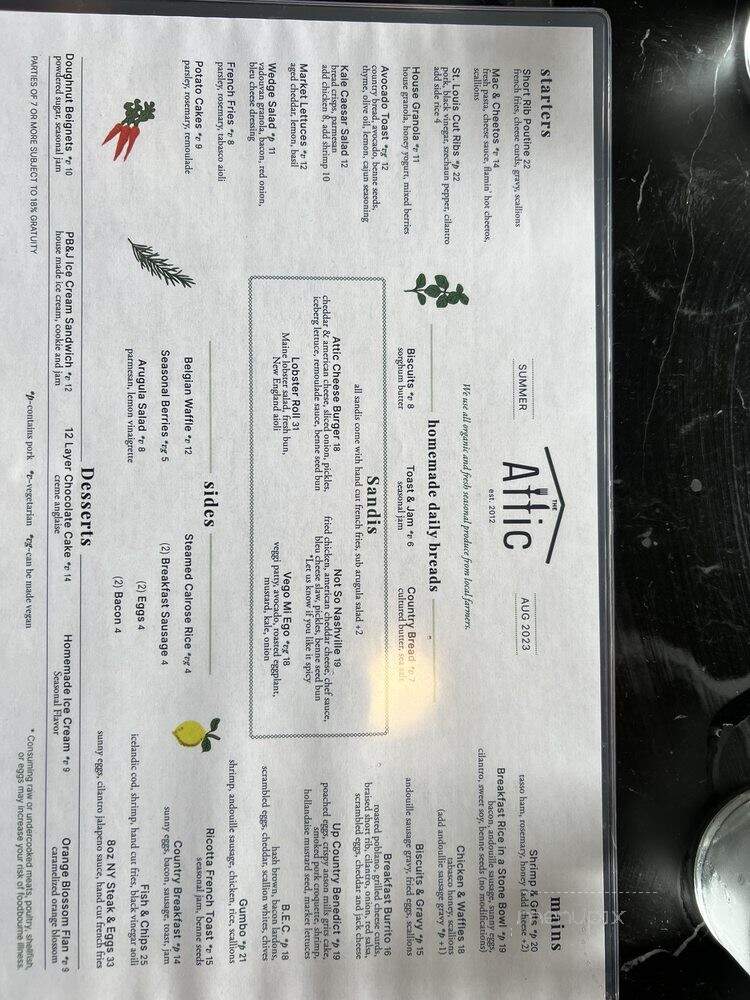 The Attic - Long Beach, CA menu_pic