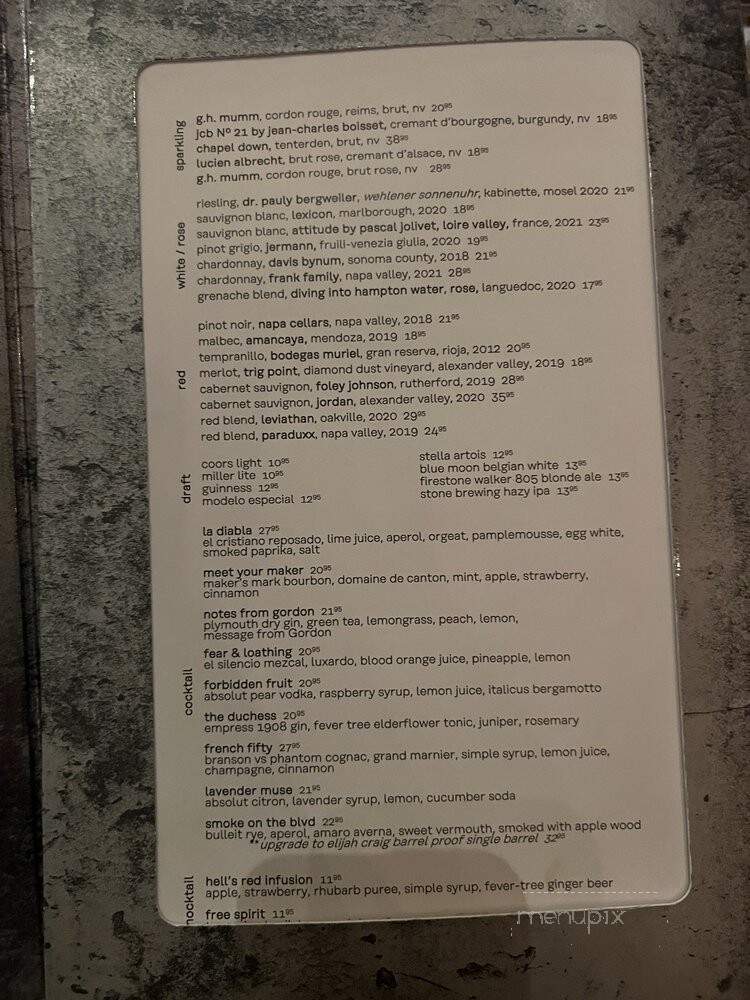 Gordon Ramsay Pub - Las Vegas, NV menu_pic