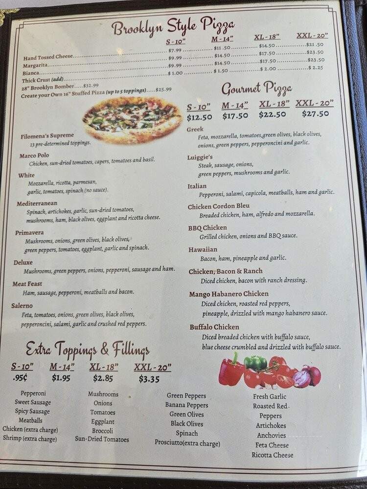Filomena's Pizza Restaurante - Lake Mary, FL menu_pic