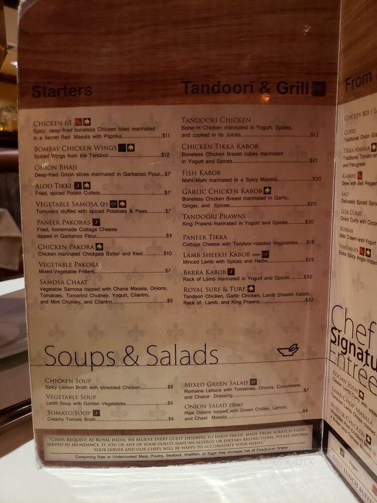 Royal India Bistro - Las Vegas, NV menu_pic