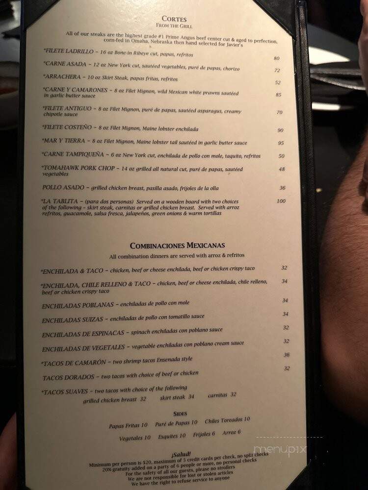 Javier's - Las Vegas, NV menu_pic