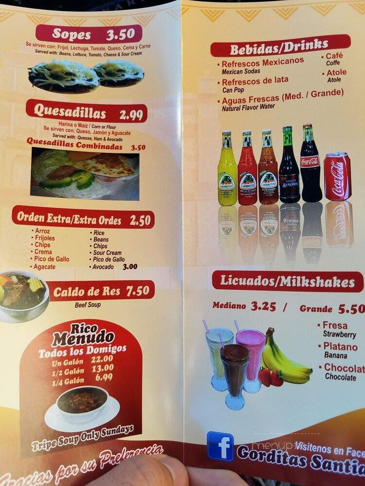 Gorditas Santiago - Chicago, IL menu_pic