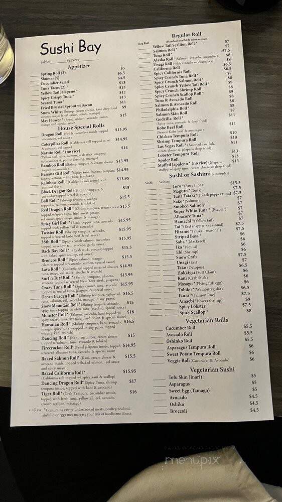 Sushi Bay - Denver, CO menu_pic