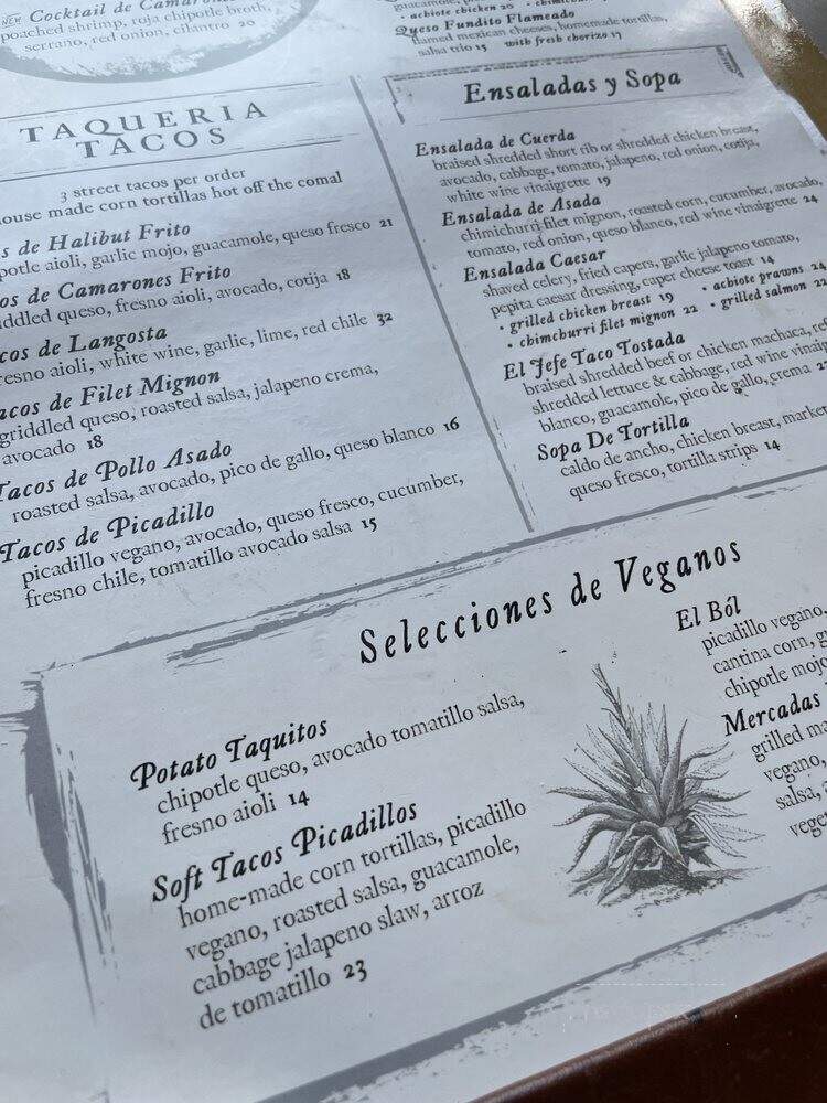 Palmilla Cocina y Tequila - Hermosa Beach, CA menu_pic