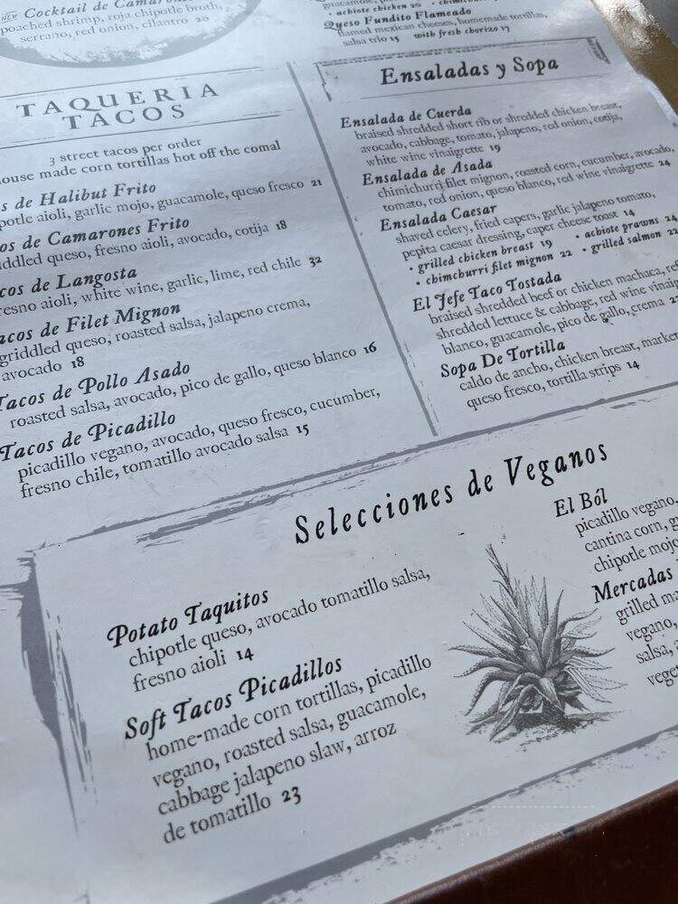 Palmilla Cocina y Tequila - Hermosa Beach, CA menu_pic