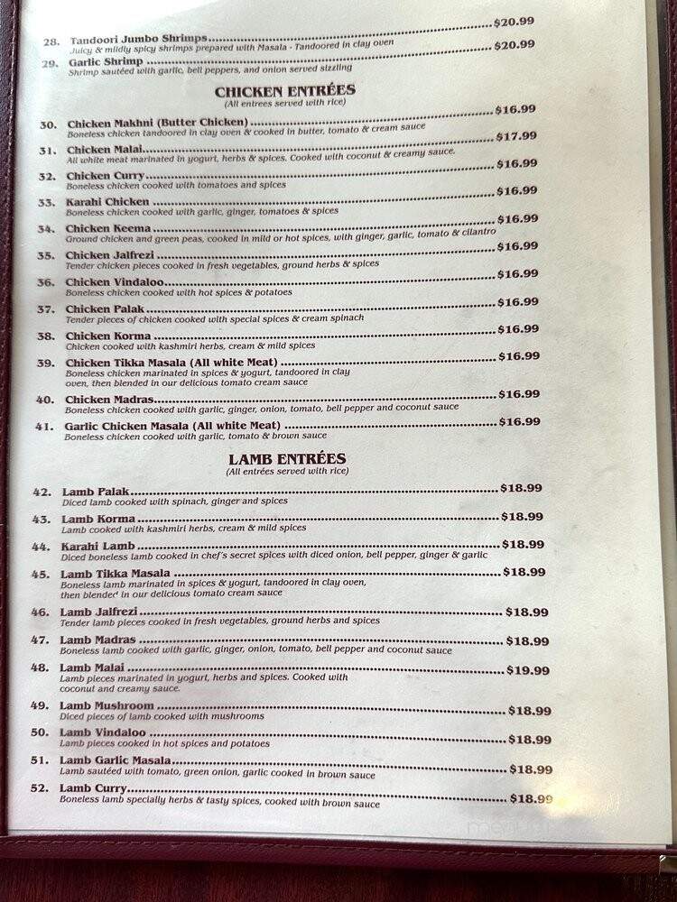 Tandoori India cuisine - Santa Ana, CA menu_pic