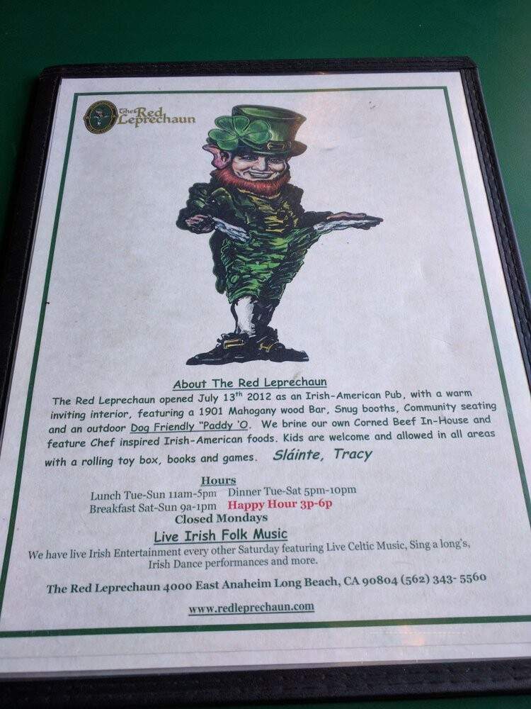 The Red Leprechaun - Wilmington, CA menu_pic
