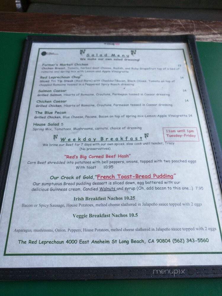 The Red Leprechaun - Wilmington, CA menu_pic