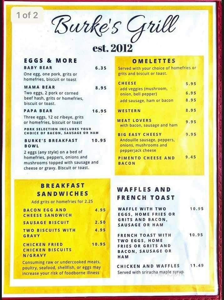 Burke's Grill - Durango, CO menu_pic
