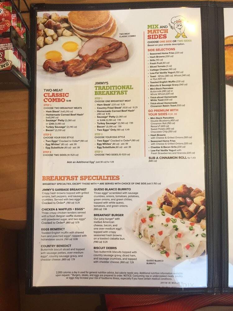 Jimmy's Egg - Mcallen, TX menu_pic