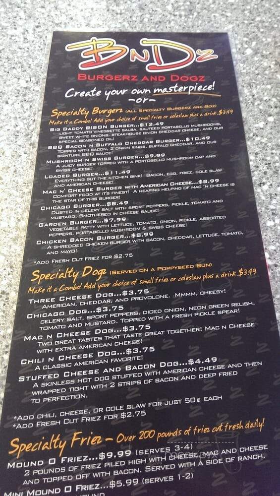 Burgerz and Dogz - South Park, PA menu_pic