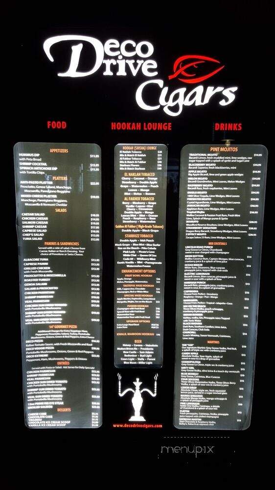 Deco Drive Cigars Hookah Lounge - Miami Beach, FL menu_pic