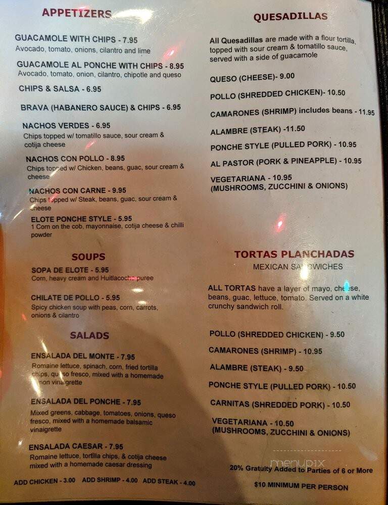 Ponche Taqueria & Cantina - New York, NY menu_pic