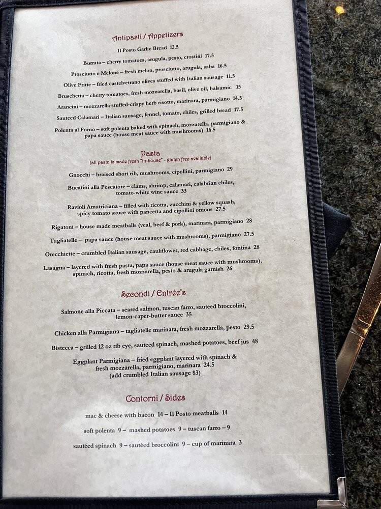 Il Posto Trattoria - Napa, CA menu_pic