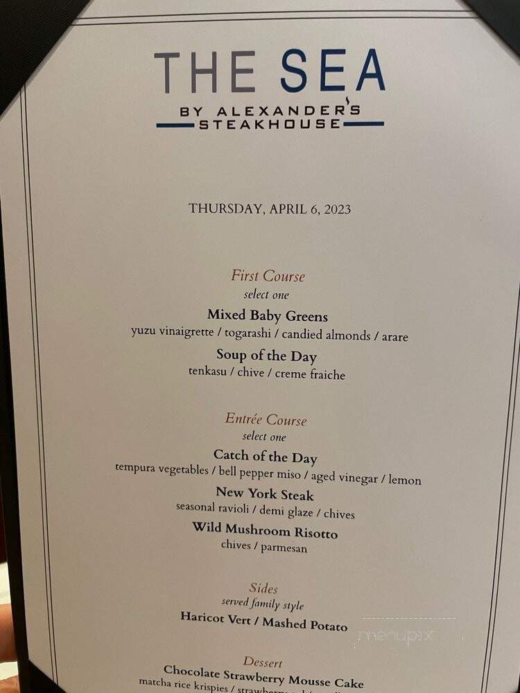 The Sea by Alexanders Steakhouse - Palo Alto, CA menu_pic