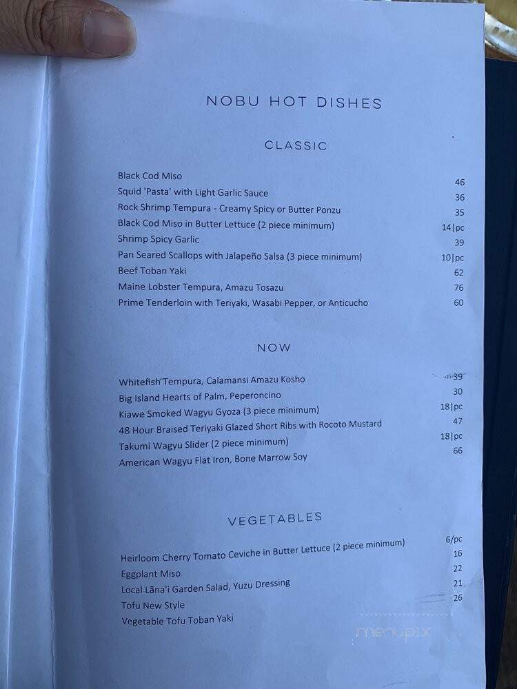Nobu - Lanai City, HI menu_pic