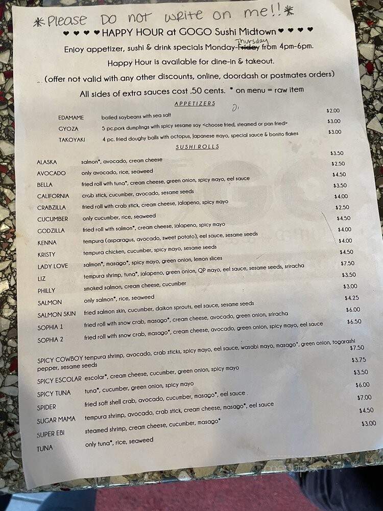 GOGO Sushi Express and Grill Midtown - Oklahoma City, OK menu_pic