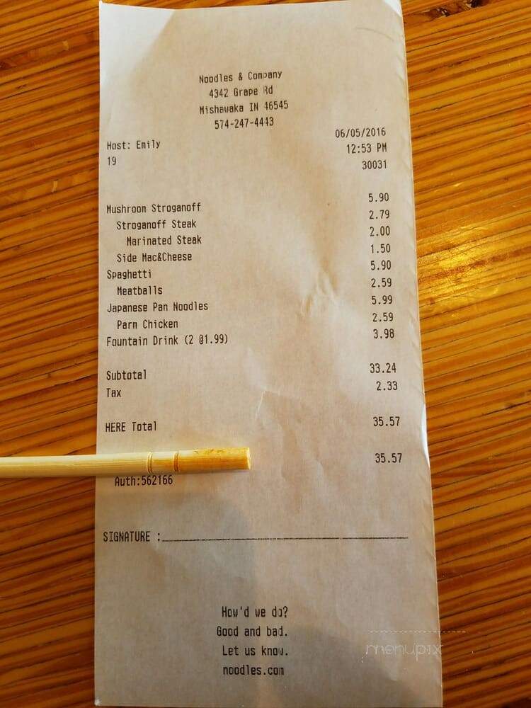 Noodles and Company - Mishawaka, IN menu_pic