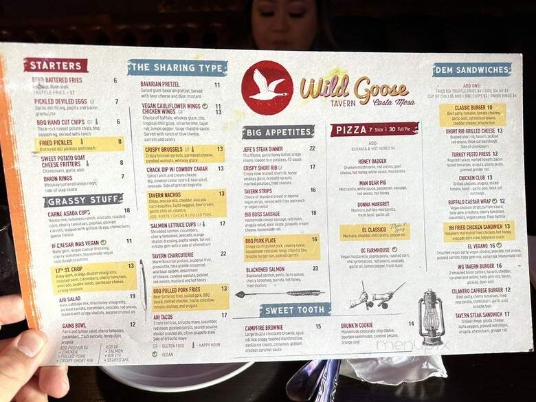 Wild Goose Tavern - Costa Mesa, CA menu_pic