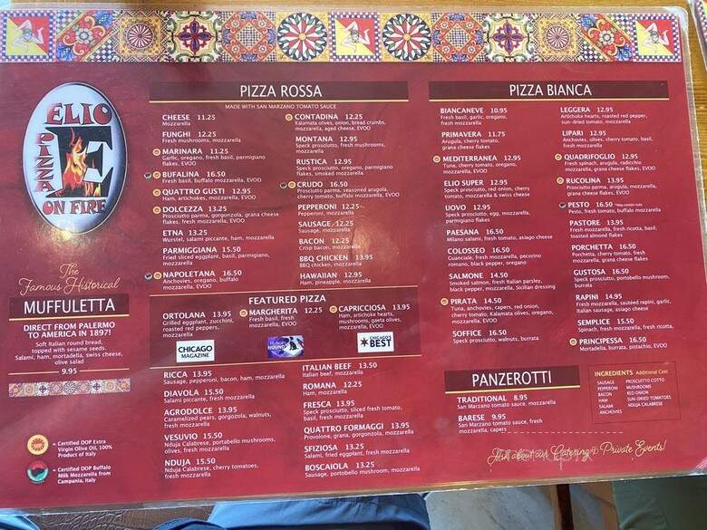 Elio Pizza On Fire - Addison, IL menu_pic