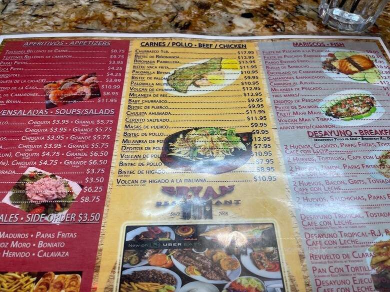 Bryan Restaurant - Hialeah, FL menu_pic