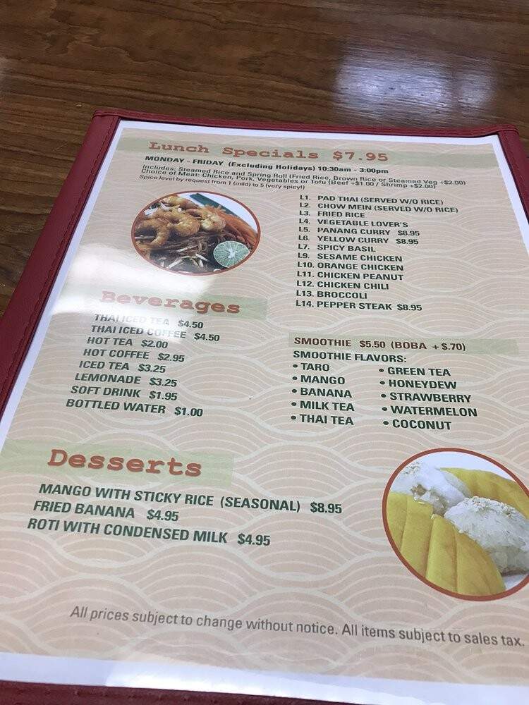 Chao Thai - Las Vegas, NV menu_pic