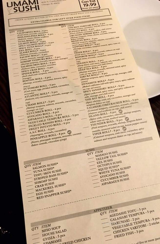 Umami Sushi - Chicago, IL menu_pic