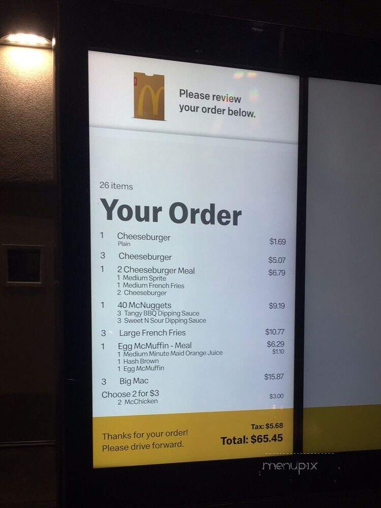 McDonalds - Marina Del Rey, CA menu_pic