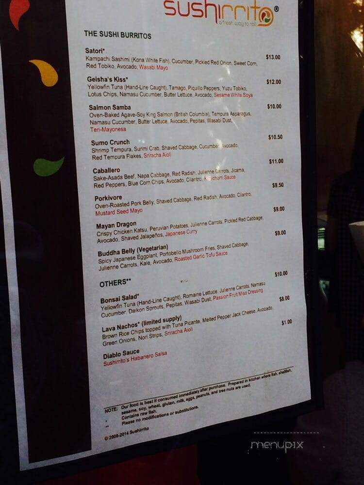 Sushirrito - San Francisco, CA menu_pic