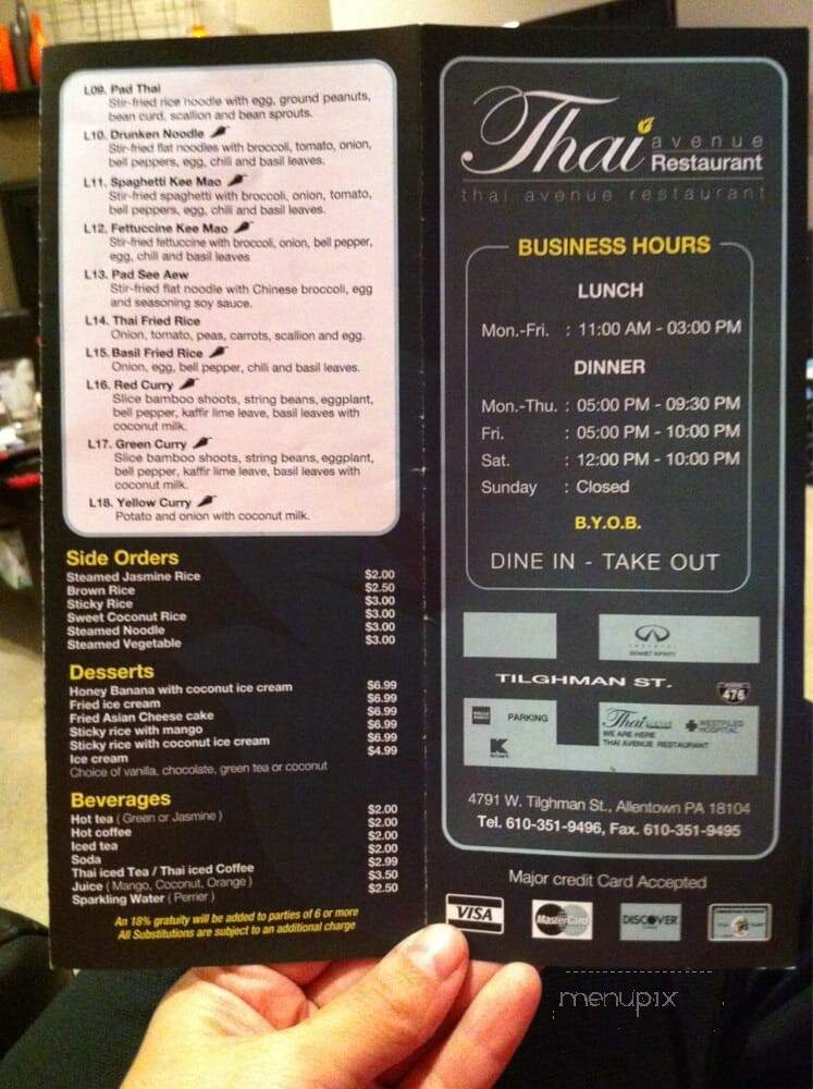 Thai Avenue Restaurant - Allentown, PA menu_pic