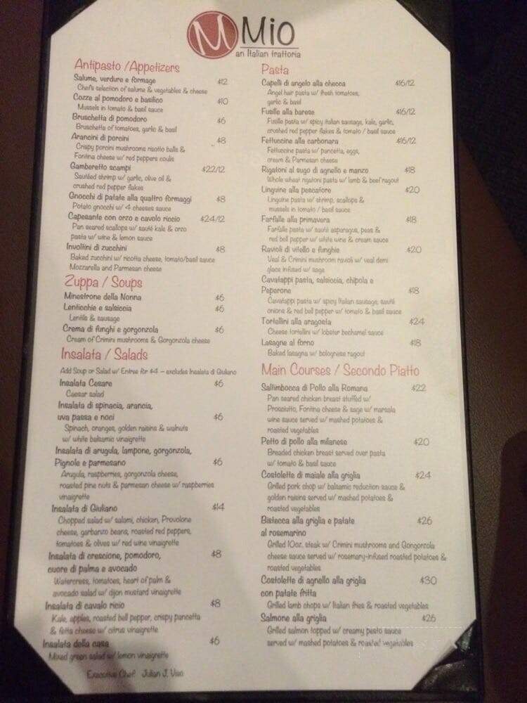 Mio - An Italian Trattoria - Leawood, KS menu_pic