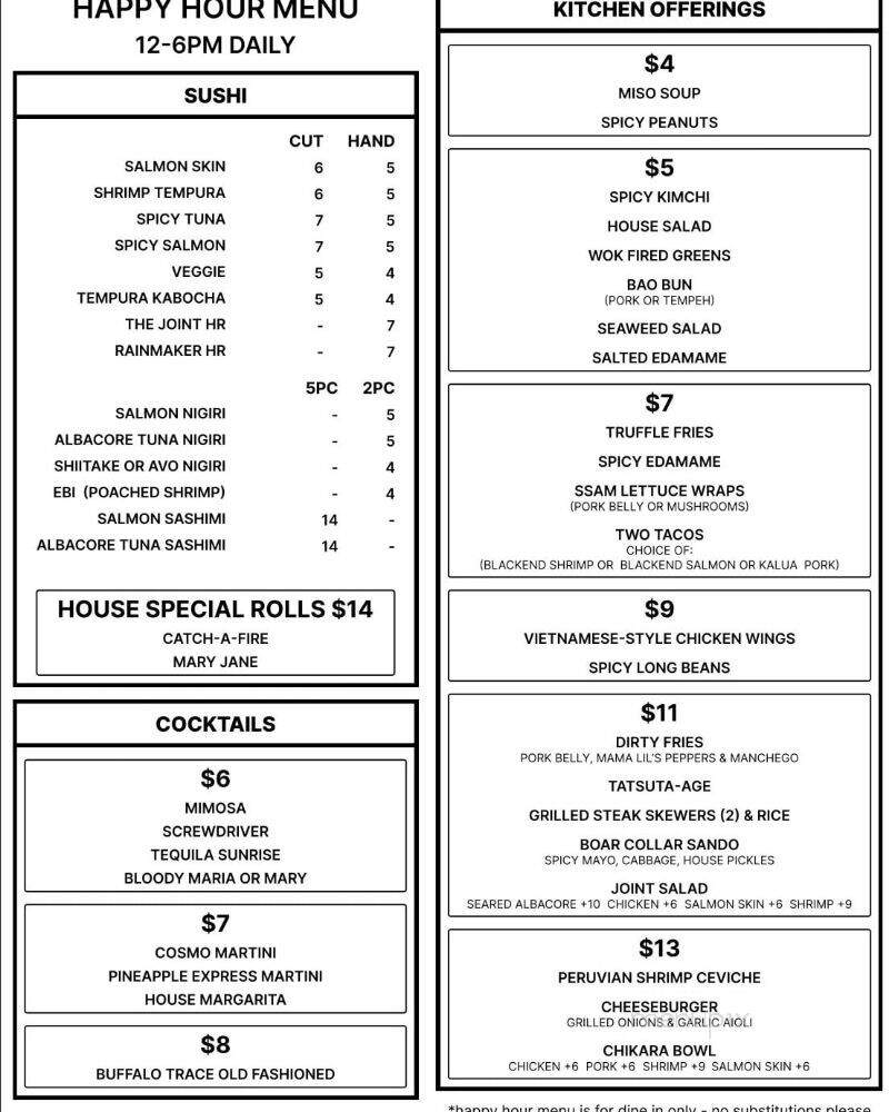 Joint - San Diego, CA menu_pic