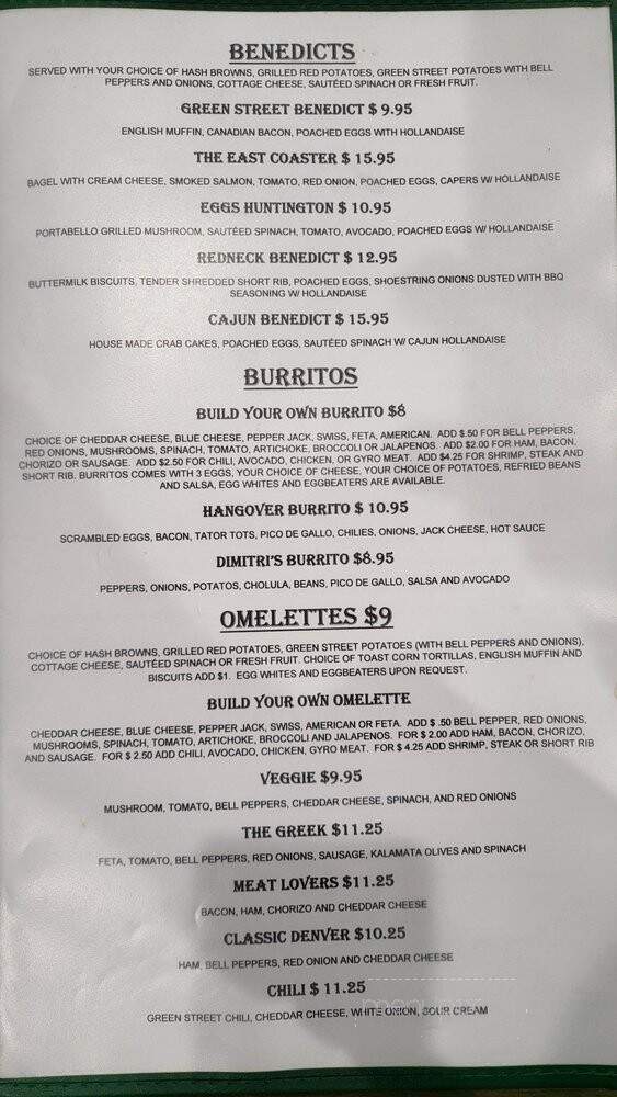 Green Street Cafe - Huntington Beach, CA menu_pic