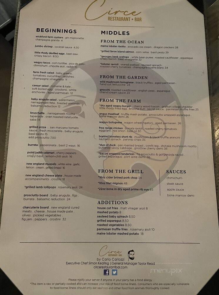 Circe - Providence, RI menu_pic